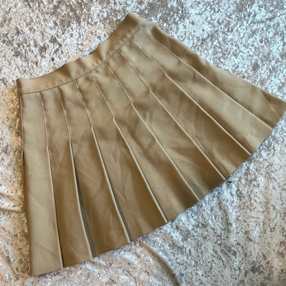 Los Angeles Apparel Khaki Pleated Mini Skirt